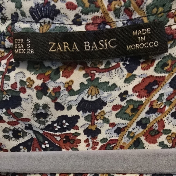 ZARA Woman Basic Multi Color Poplin V-neck Shirt Blouse Sz S - Picture 3 of 3